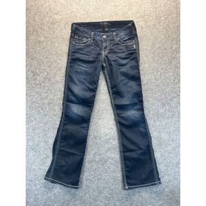 Silver Jeans Women's 28x31 Frances 18" Bootcut Dark Blue Denim‎ Jeans
